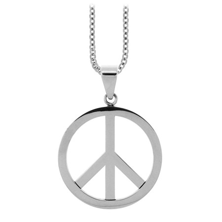 Shiny Steel Peace Symbol Pendant - Click Image to Close